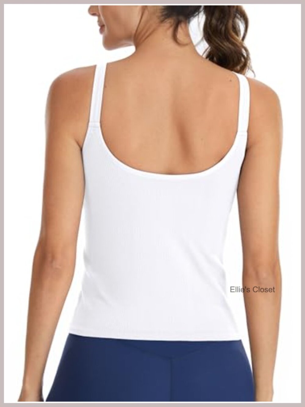 Ribbed Crop Tank Top with Built-in Bra U-Back Yoga Athletic Sleeveless